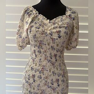 Floral Smocked Puff Sleeve Mini Dress